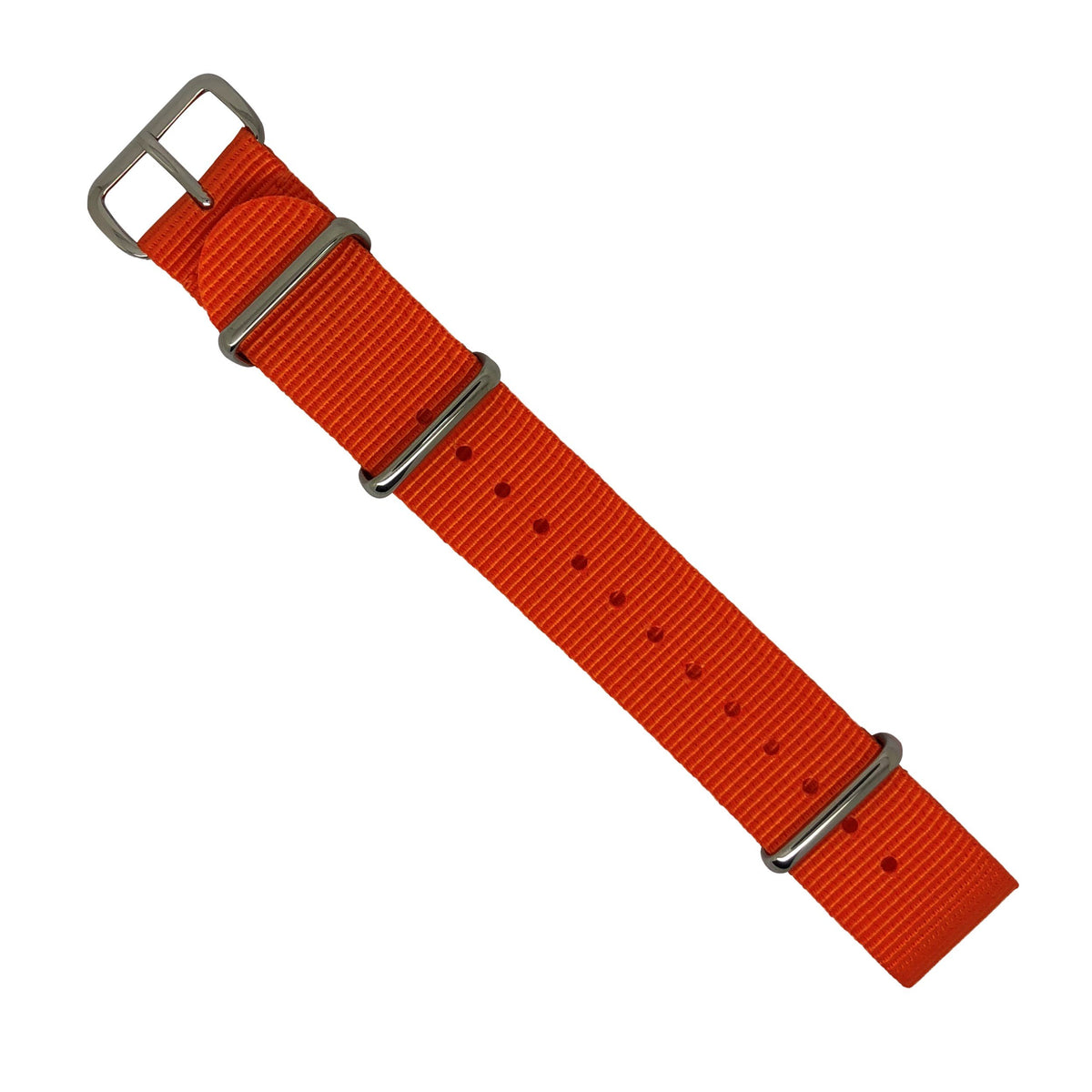 Premium Nato Strap in Orange with Polished Silver Buckle (20mm) - Nomadstore Singapore