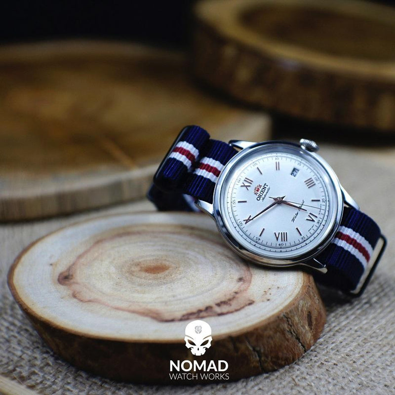 Premium Nato Strap in Navy White Red (Crest)