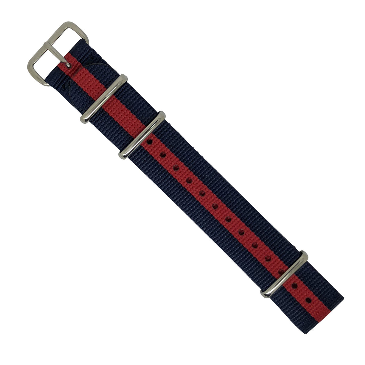 Premium Nato Strap in Navy Red with Polished Silver Buckle (20mm) - Nomadstore Singapore