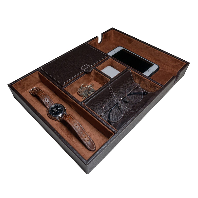Leather Valet Tray in Brown