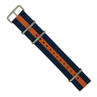 Premium Nato Strap in Navy Orange with Polished Silver Buckle (22mm) - Nomadstore Singapore