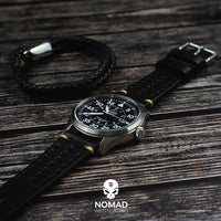 Premium Rally Leather Watch Strap in Black (18mm)