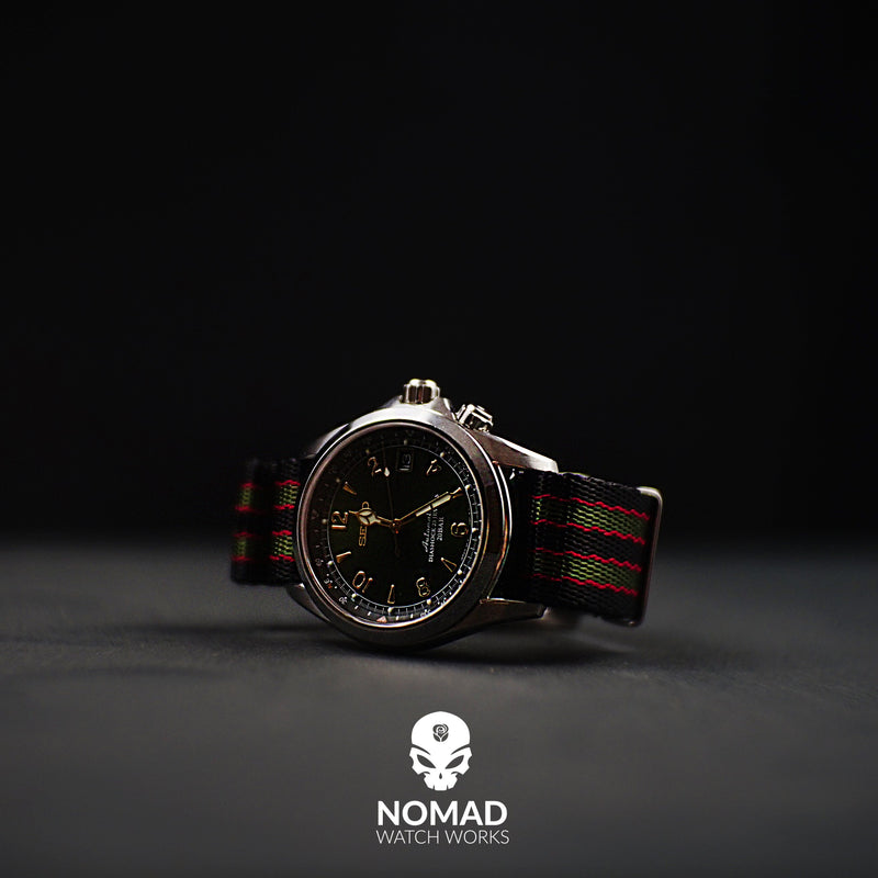 Seat Belt Nato Strap in Black Green Red (James Bond)