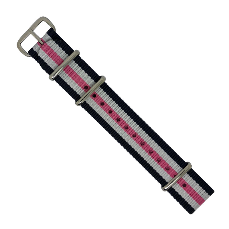 Premium Nato Strap in Regimental Pink with Polished Silver Buckle (20mm) - Nomadstore Singapore