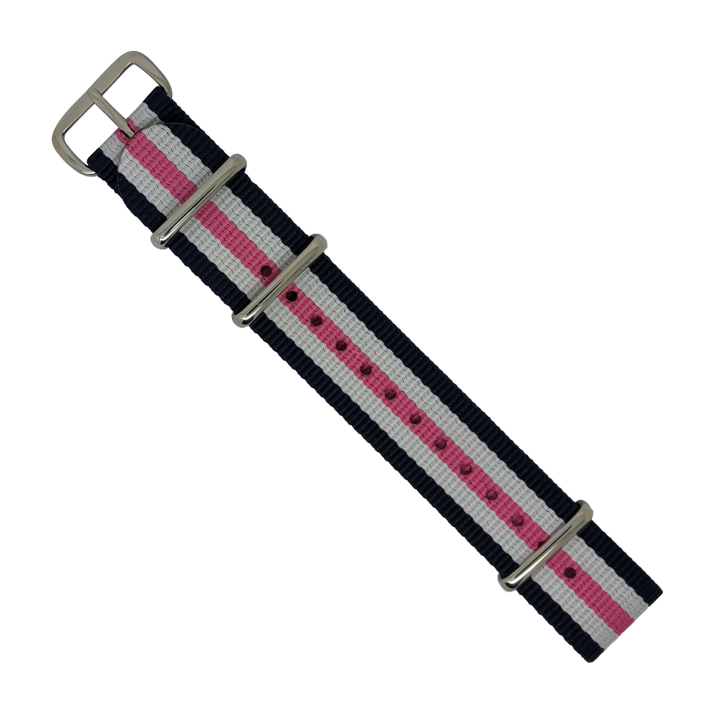 Premium Nato Strap in Regimental Pink with Polished Silver Buckle (20mm) - Nomadstore Singapore
