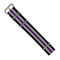 Premium Nato Strap in Regimental Purple with Polished Silver Buckle (20mm) - Nomadstore Singapore