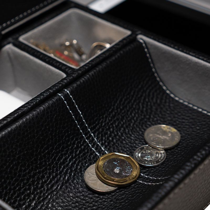 Leather Valet Tray in Black