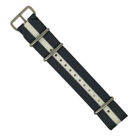 Premium Nato Strap in Grey White with Polished Silver Buckle (22mm) - Nomadstore Singapore
