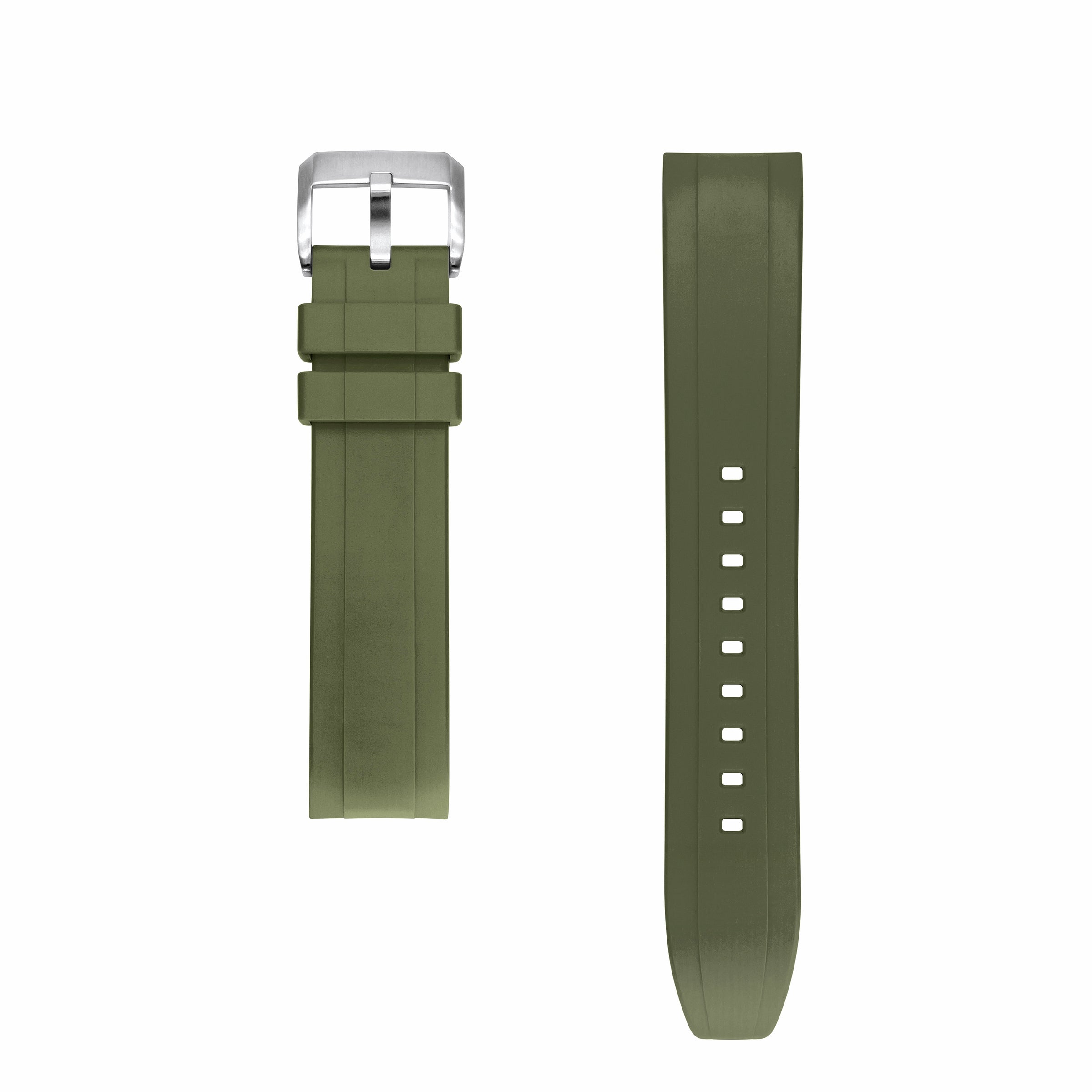 StrapXPro Curved End Rubber Strap for Seiko Monster (4th Gen) in Army Green (20mm)