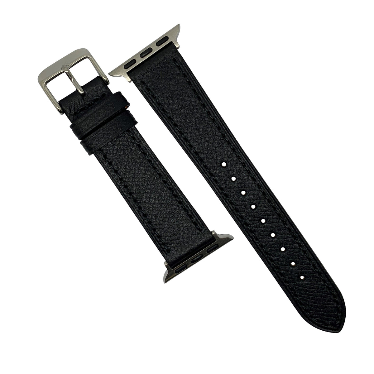 Emery Dress Epsom Leather Strap in Black w/ Silver Buckle (38 & 40mm) - Nomad watch Works