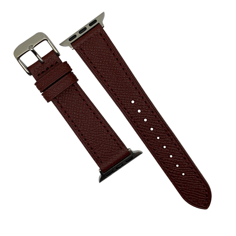 Emery Dress Epsom Leather Strap in Burgundy w/ Silver Buckle (38 & 40mm) - Nomad watch Works