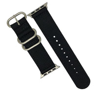 Apple Watch Nylon Zulu Strap in Black with Silver Buckle (38 & 40mm) - Nomad watch Works