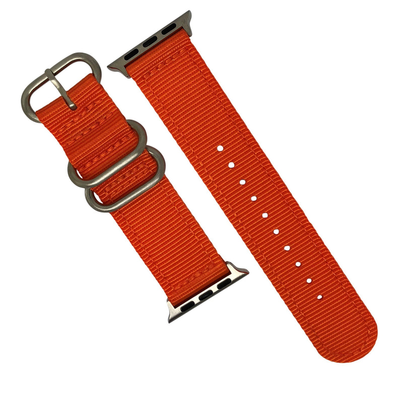 Apple Watch Nylon Zulu Strap in Orange with Silver Buckle (38 & 40mm) - Nomad watch Works