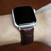 Genuine Croc Pattern Leather Watch Strap in Brown w/ Butterfly Clasp (Apple Watch)