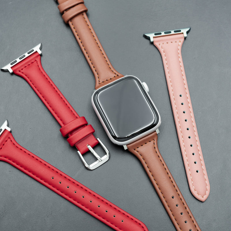 Slim Leather Strap in Red (Apple Watch)