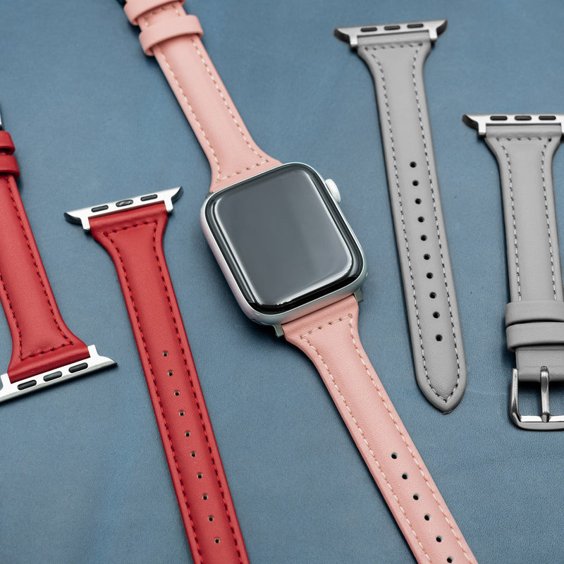 Slim Leather Strap in Pink (Apple Watch)