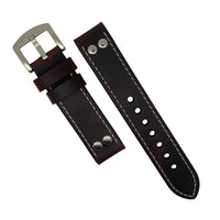 Premium Pilot Oil Waxed Leather Watch Strap in Maroon