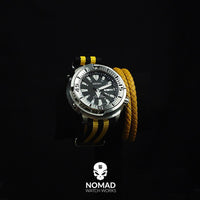 Premium Nato Strap in Black Yellow Small Stripes Bumblebee