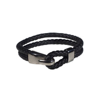 Oxford Leather Bracelet in Black (Size L)
