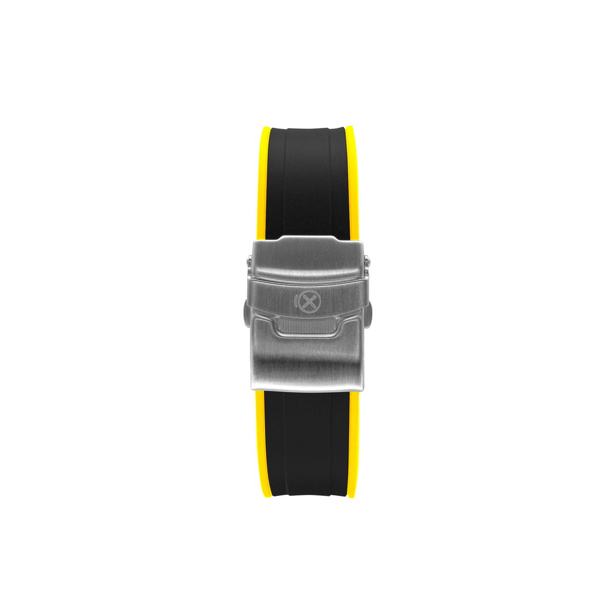 StrapXPro Curved End Rubber Strap for Seiko SKX/5KX in Black/Yellow (22mm)