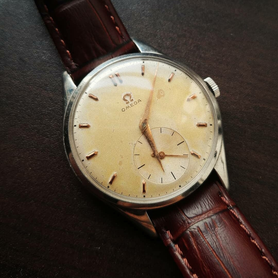 Genuine Croc Pattern Stitched Leather Watch Strap in Brown