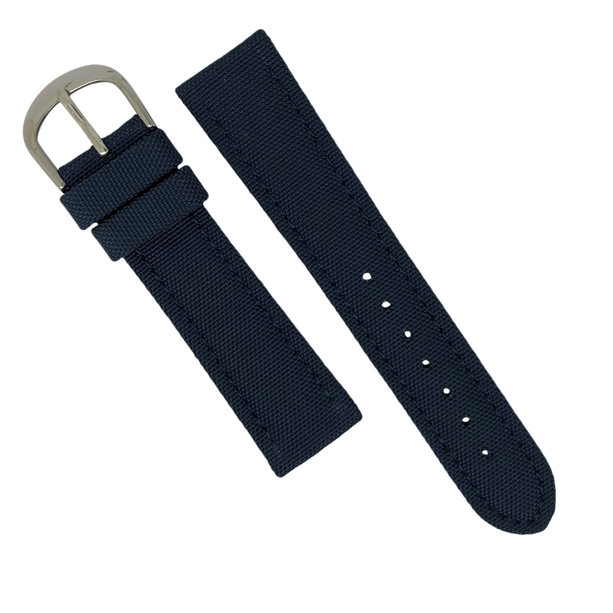 Canvas Watch Strap in Navy with Silver Buckle (18mm) - Nomad watch Works