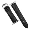 Genuine Croc Pattern Stitched Leather Strap in Black (Apple Watch)