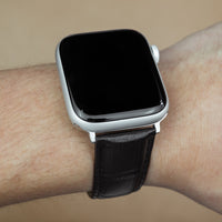 Genuine Croc Pattern Stitched Leather Strap in Black (Apple Watch)