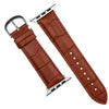 Genuine Croc Pattern Stitched Leather Strap in Tan (Apple Watch)
