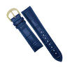 Genuine Croc Pattern Stitched Leather Watch Strap in Navy