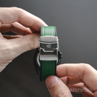 StrapXPro Curved End Rubber Strap for Seiko SKX/5KX in Green/Black (22mm)