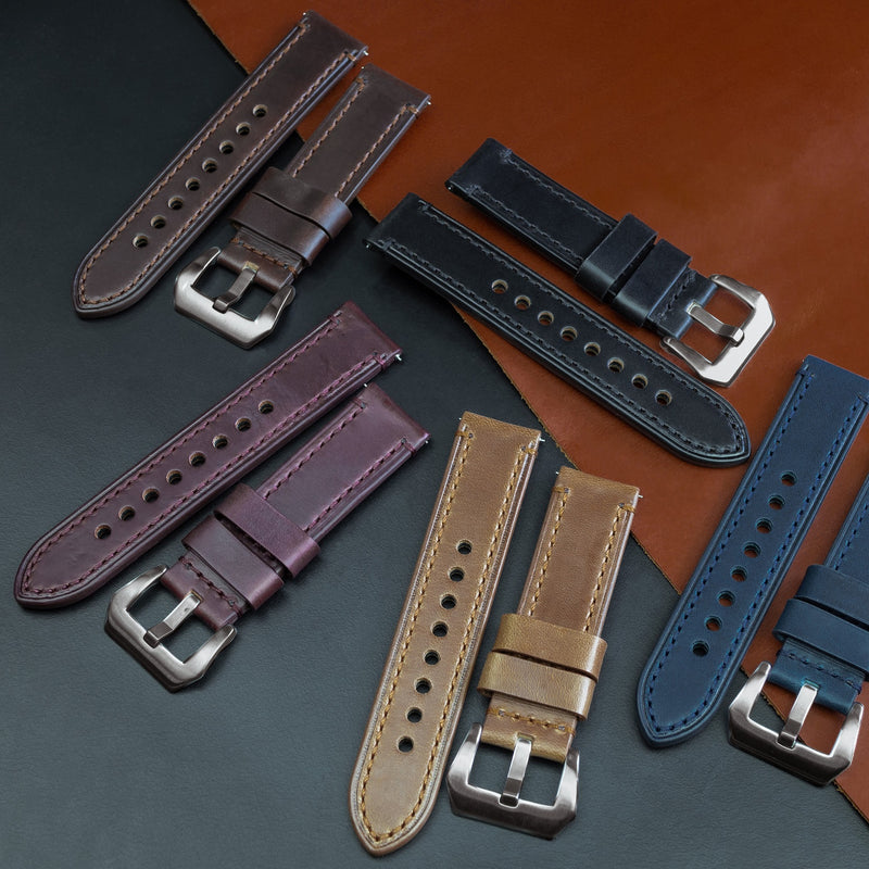 Ammo Horween Leather Strap in Chromexcel® Navy