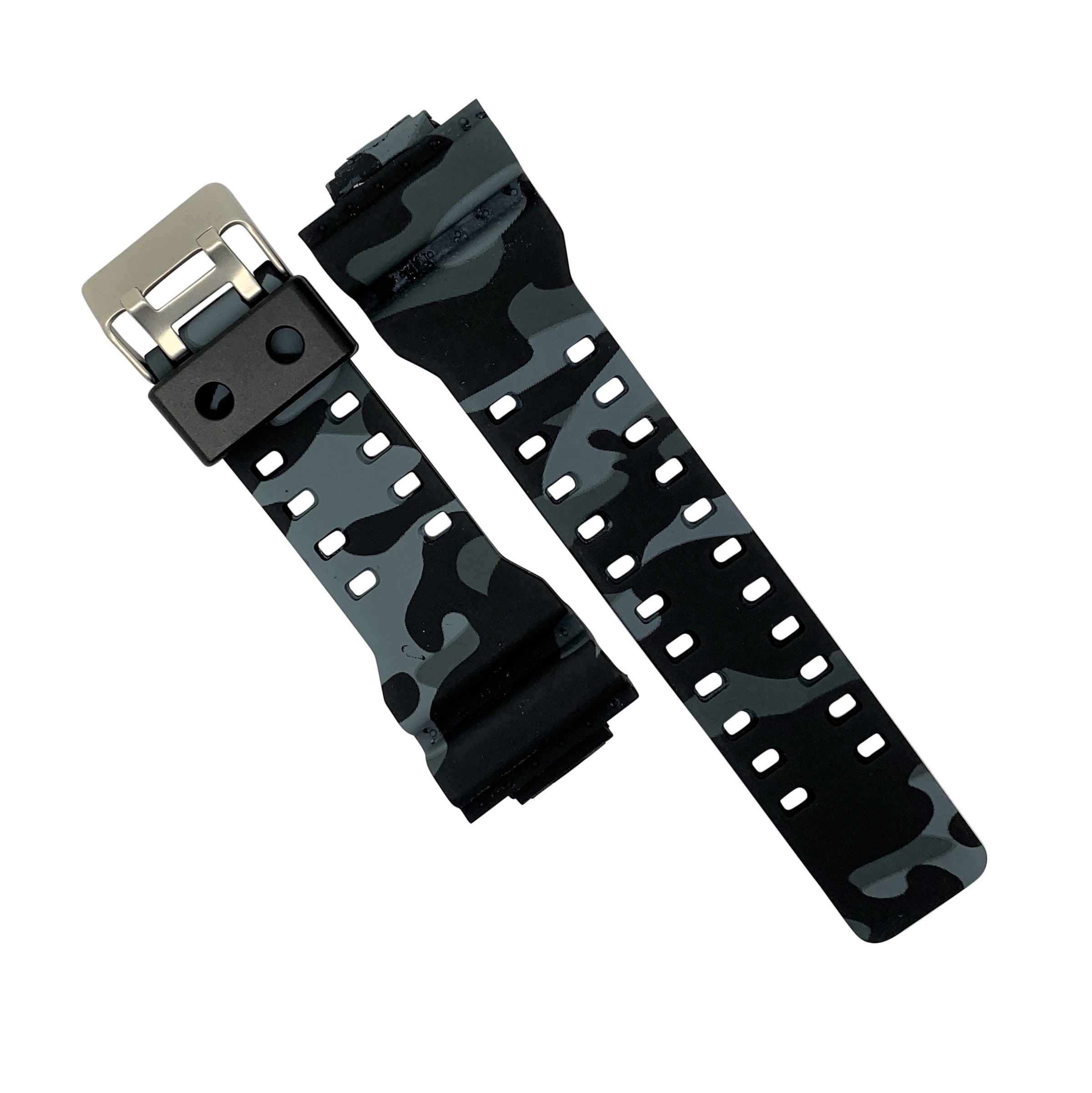 G-Shock Rubber Strap in Grey Camo with Silver Buckle