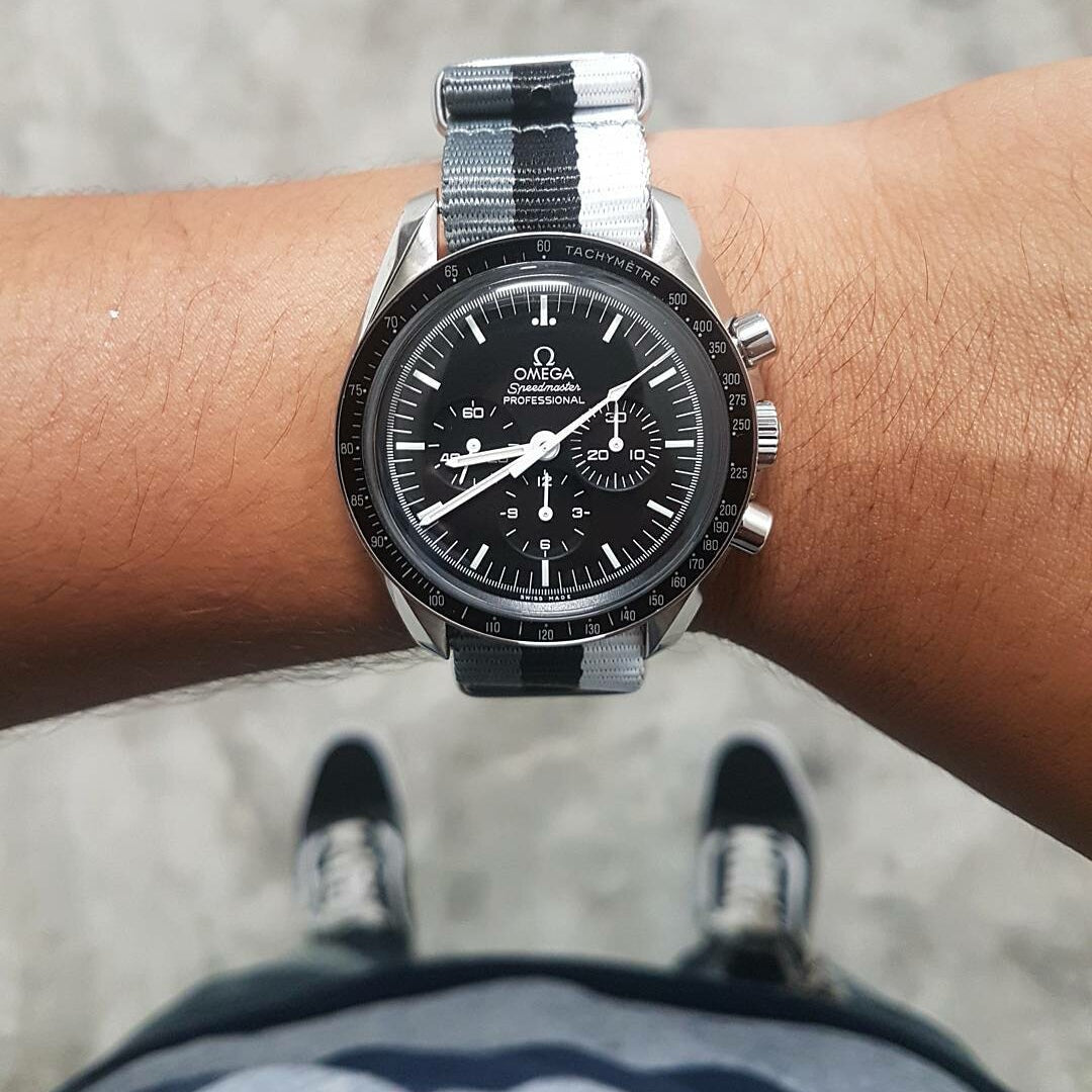 Premium Nato Strap in Grey Black White