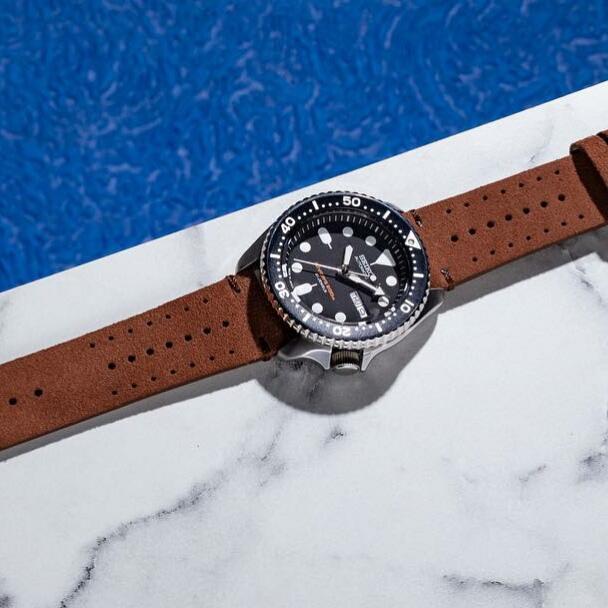 Premium Rally Suede Leather Watch Strap in Brown