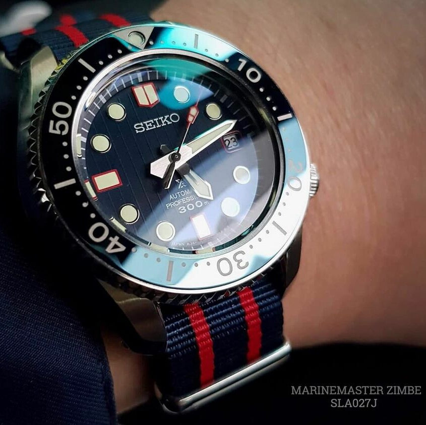 Premium Nato Strap in Blue Double Red