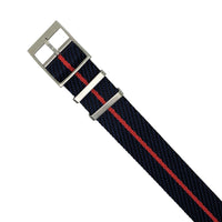 Lux Single Pass Strap in Navy Red with Silver Buckle (20mm)
