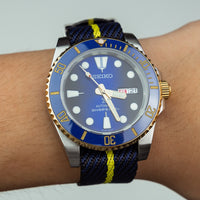 Lux Single Pass Strap in Navy Yellow
