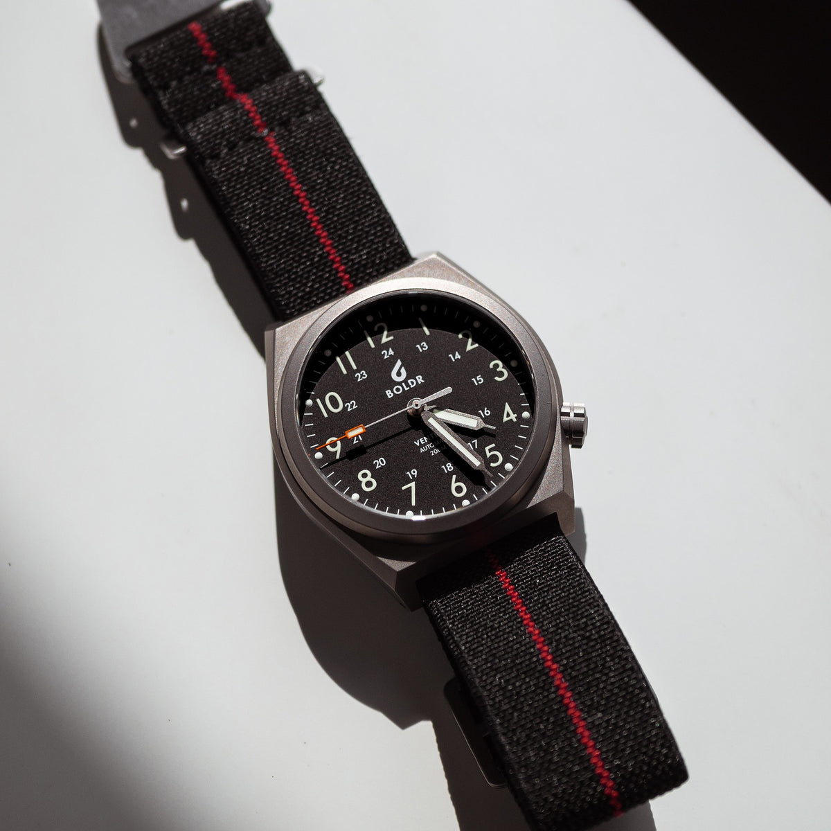 Marine Nationale Strap in Black Red with Silver Buckle (20mm)