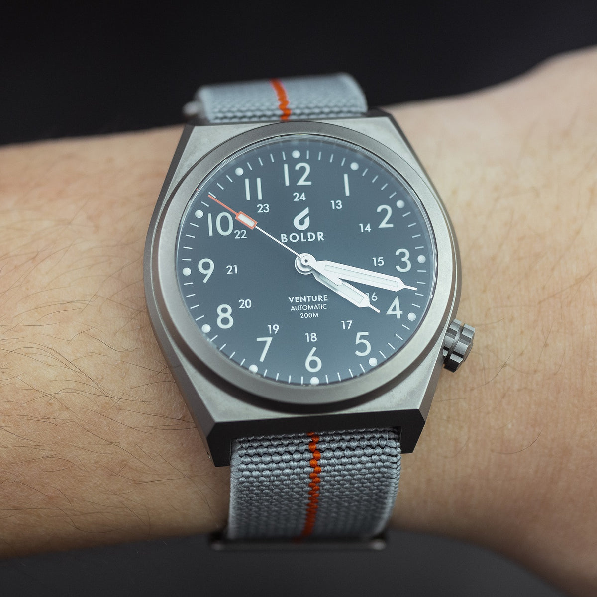 Marine Nationale Strap in Grey Orange with Silver Buckle (20mm)