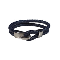 Oxford Leather Bracelet in Navy (Size L)