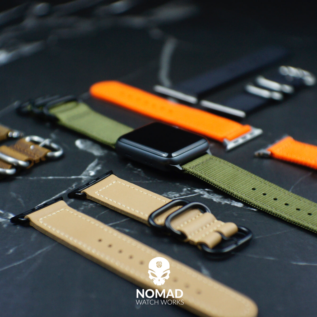 Apple Watch Nylon Zulu Strap in Olive with Silver Buckle (38, 40, 41mm)