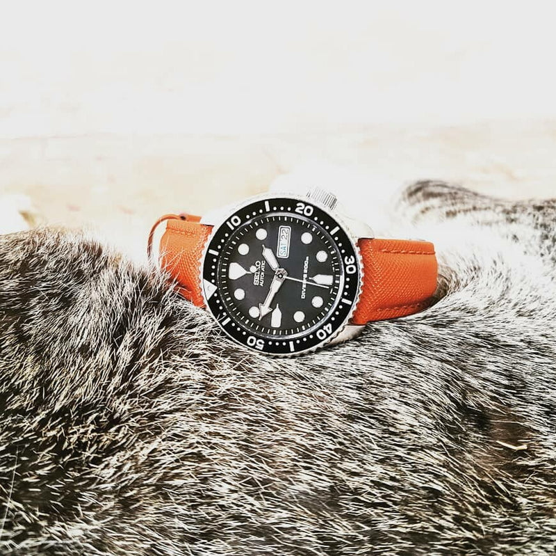 Premium Saffiano Leather Strap in Orange