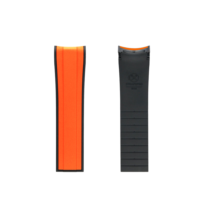 StrapXPro Curved End Rubber Strap for Seiko SKX/5KX in Orange/Black (22mm)