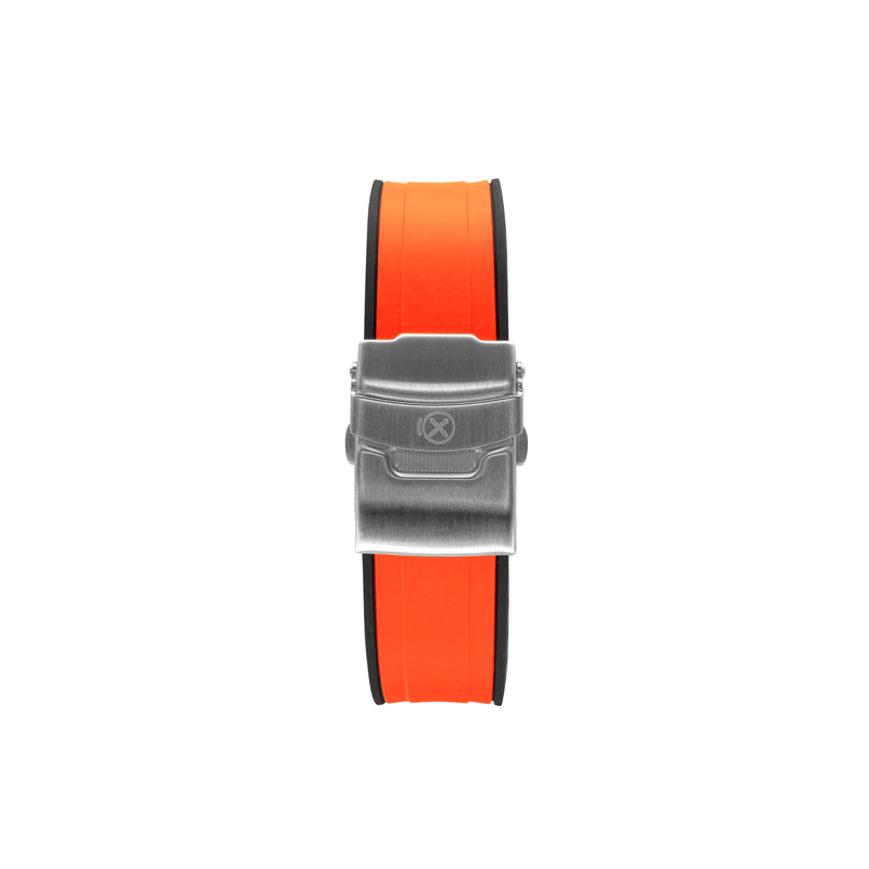 StrapXPro Curved End Rubber Strap for Seiko SKX/5KX in Orange/Black (22mm)