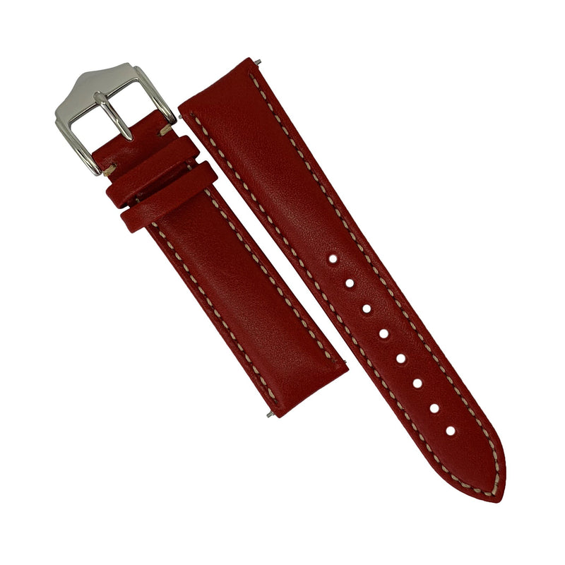 Quick Release Classic Leather Watch Strap in Red