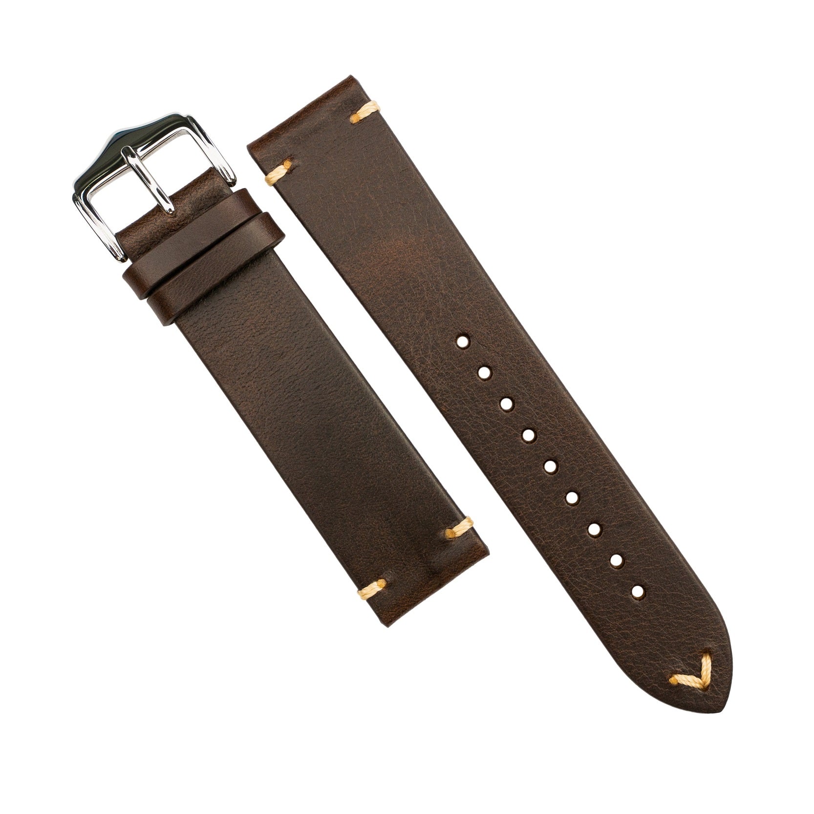 Premium Vintage Oil Waxed Leather Watch Strap in Brown