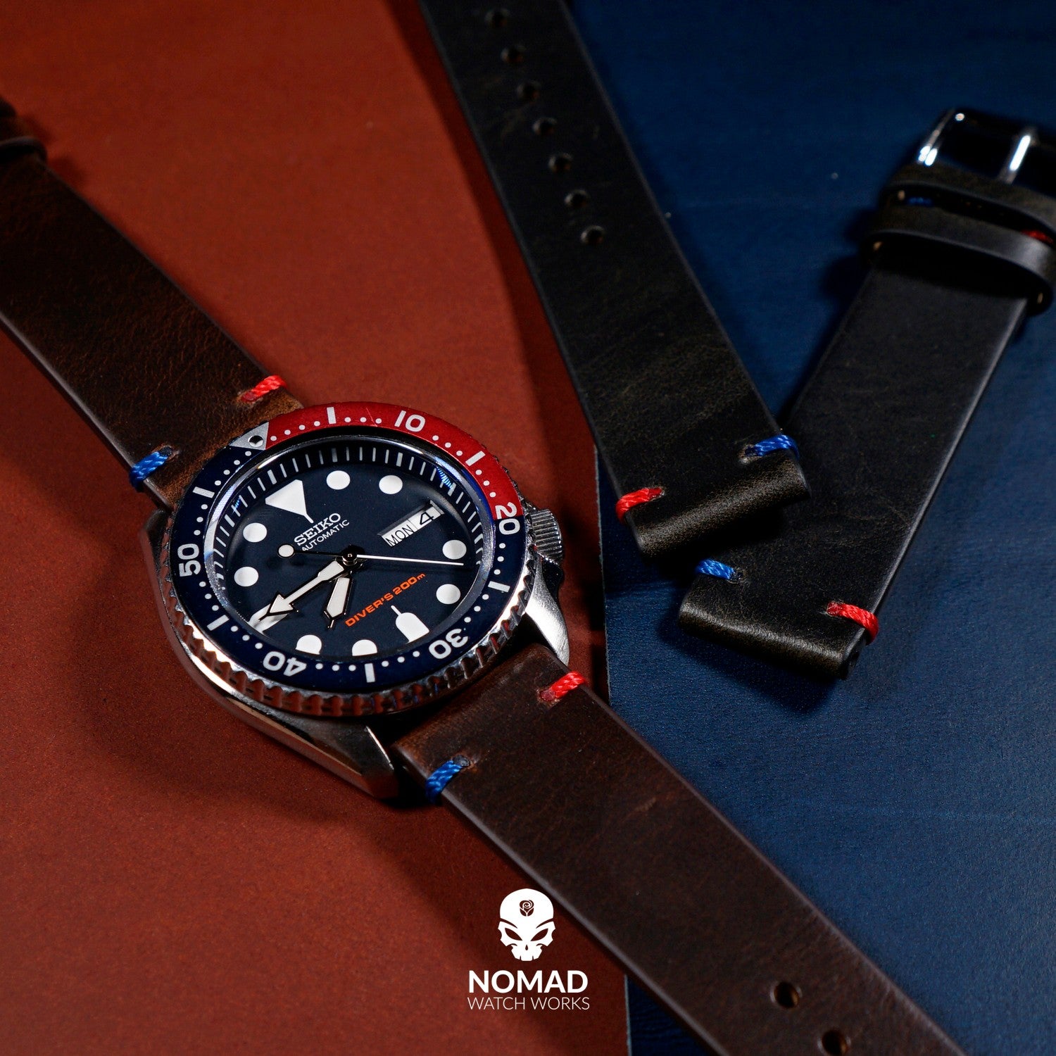 Seiko pepsi leather strap deals
