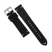 Premium Vintage Suede Leather Watch Strap in Black