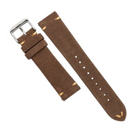 Premium Vintage Suede Leather Watch Strap in Brown